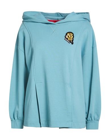 Woman Sweatshirt Turquoise Size L Cotton