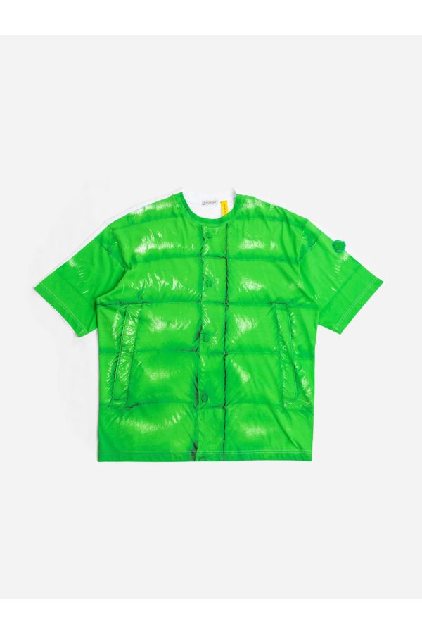 Quilted Down Jacket Print T-Shirt — Green