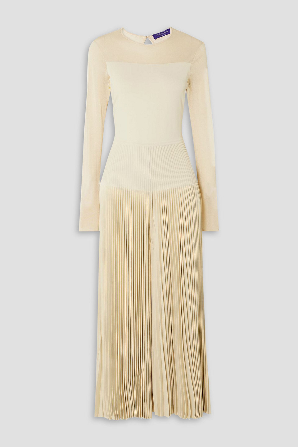 Tulle-trimmed plissé-knit jumpsuit - White - S