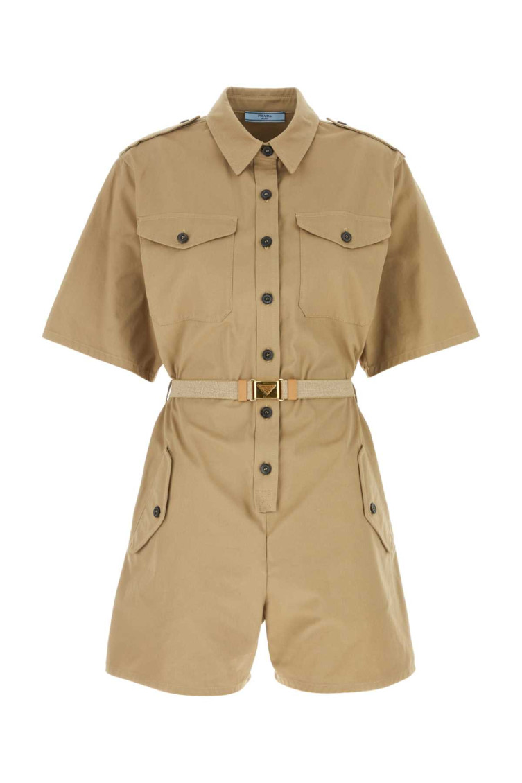 Khaki Cotton Jumpsuit