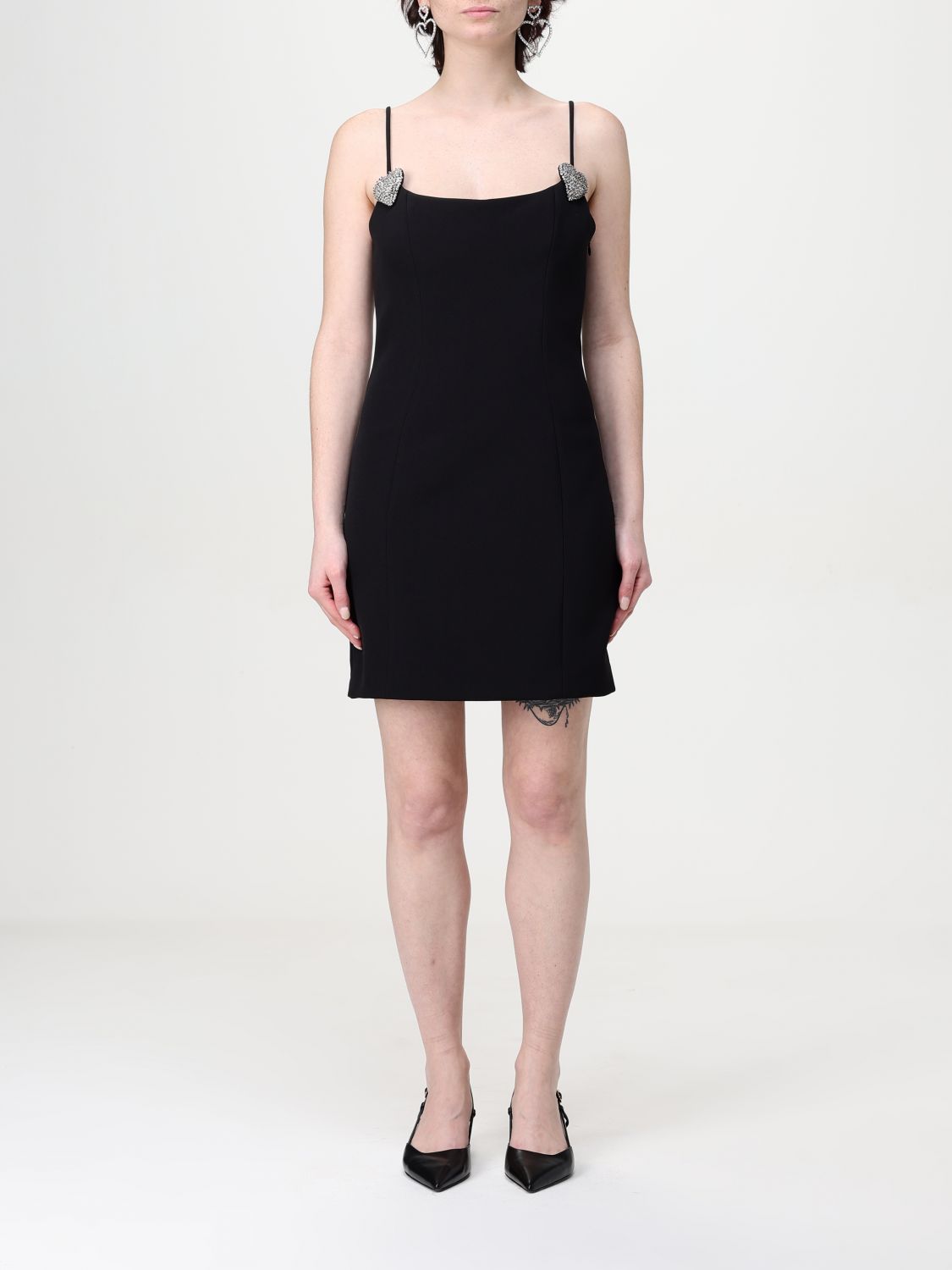 Heart-detailed mini dress - Black