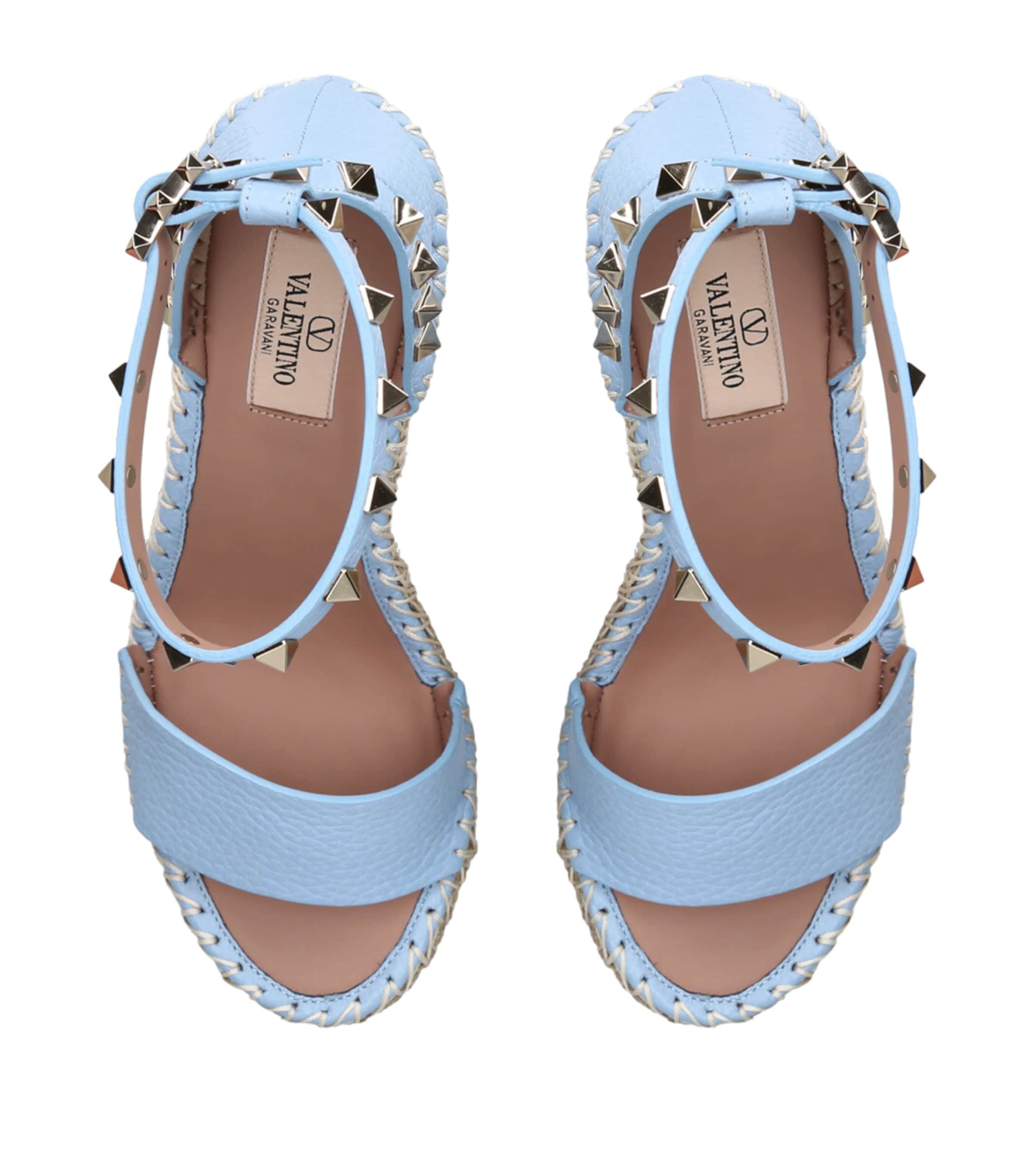 Leather Rockstud Espadrille Wedges 105