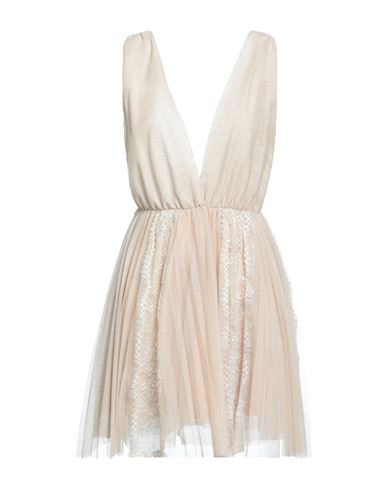 Woman Mini dress Beige Size 8 Polyester, Elastane