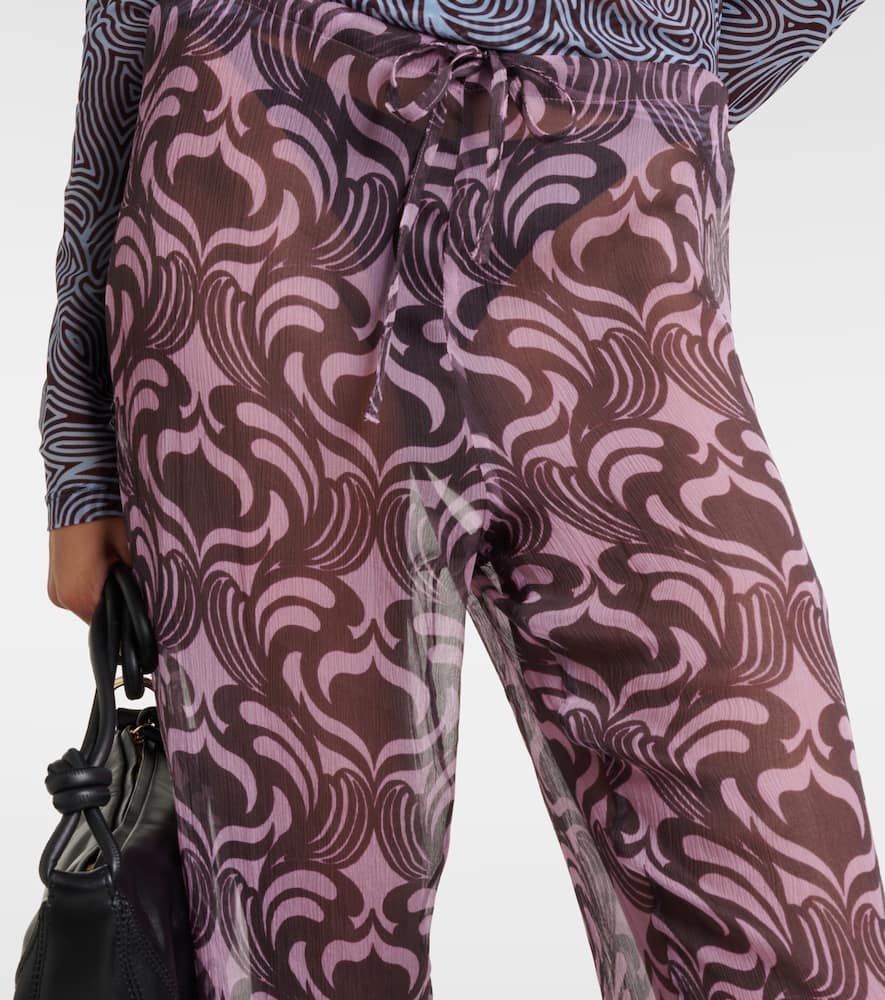 Pachas printed silk straight pants