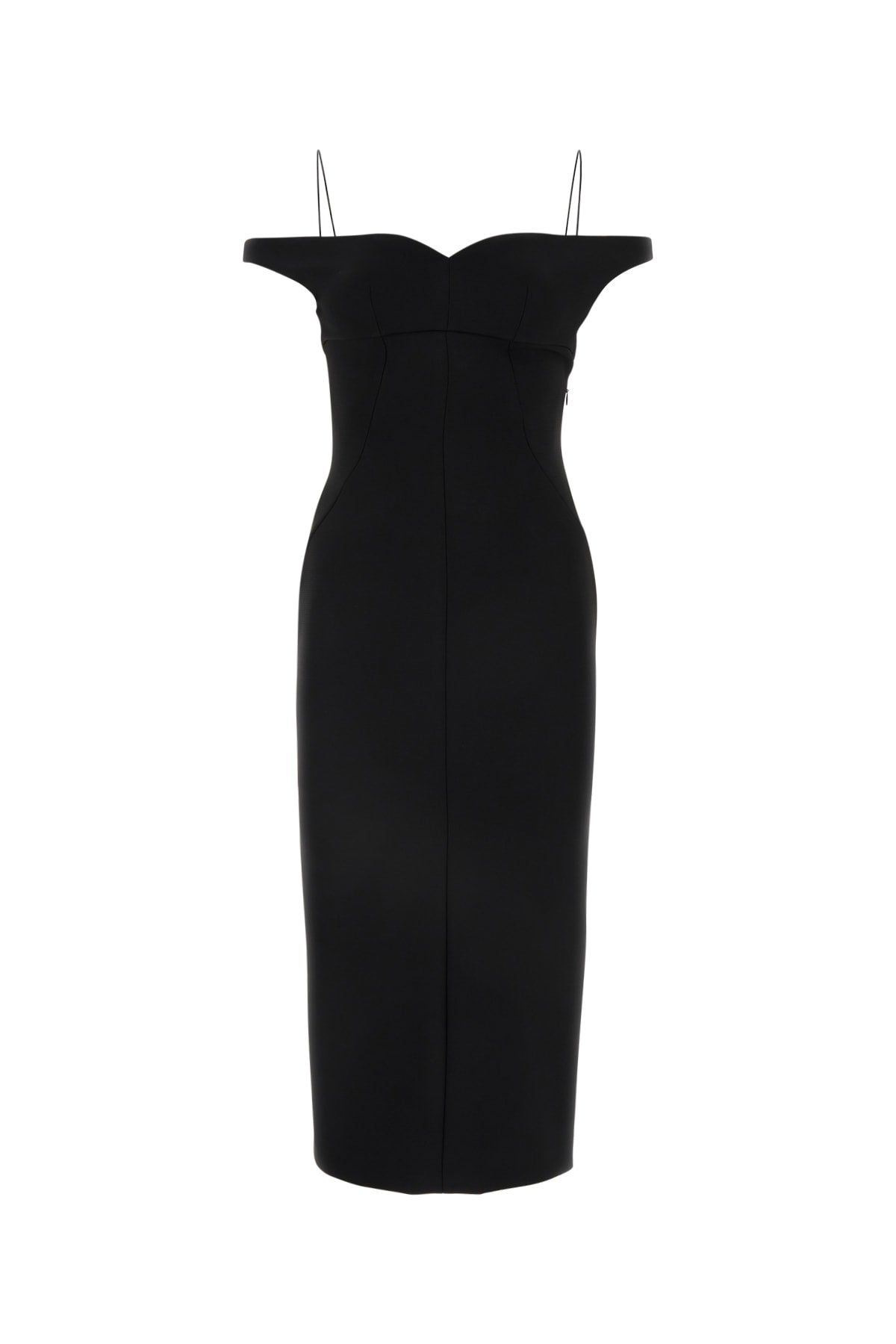 Off-Shoulder Midi Dress — Black