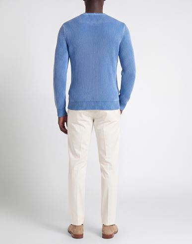 Man Sweater Light blue Size 38 Cotton