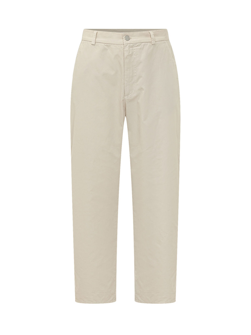 Beige Straight Flat Front Pants