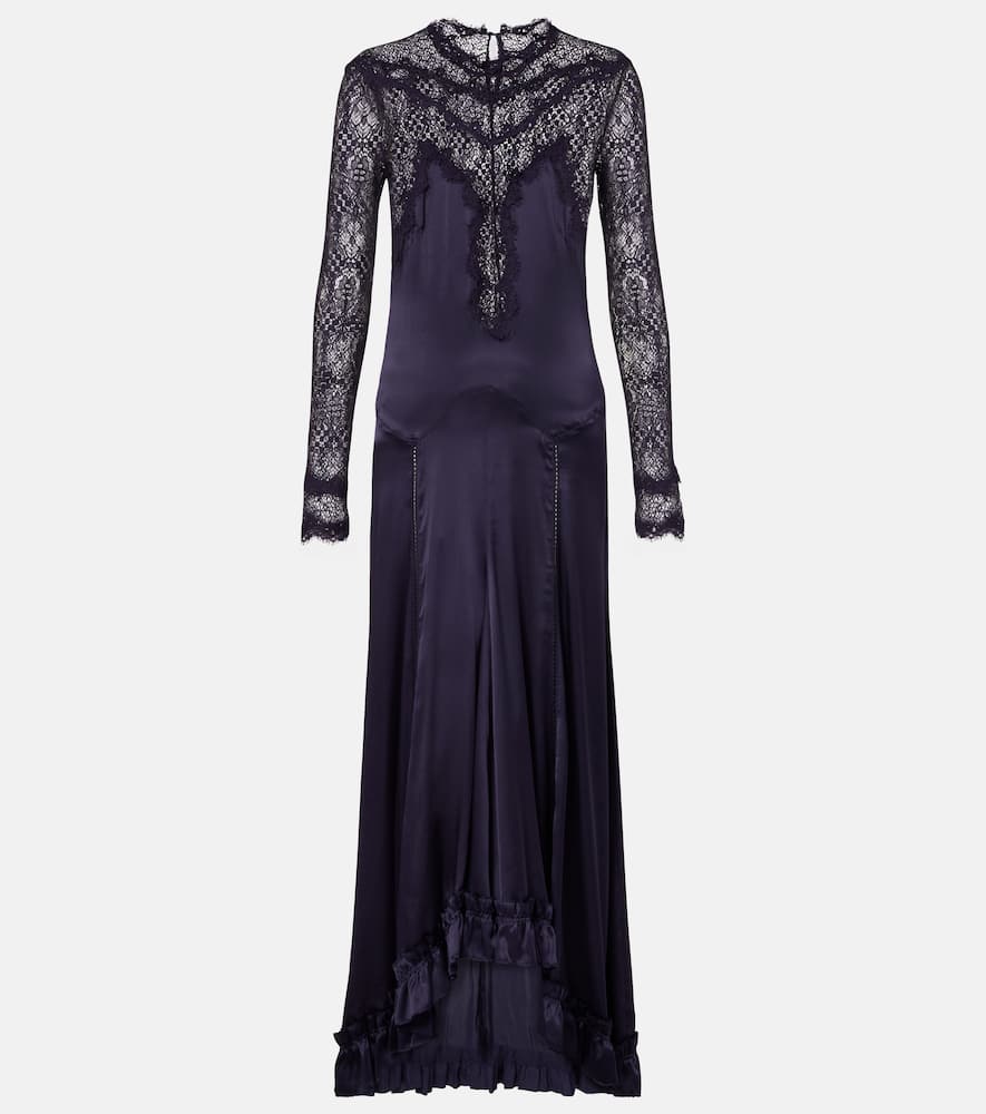 Dolores lace-trimmed silk-blend satin gown