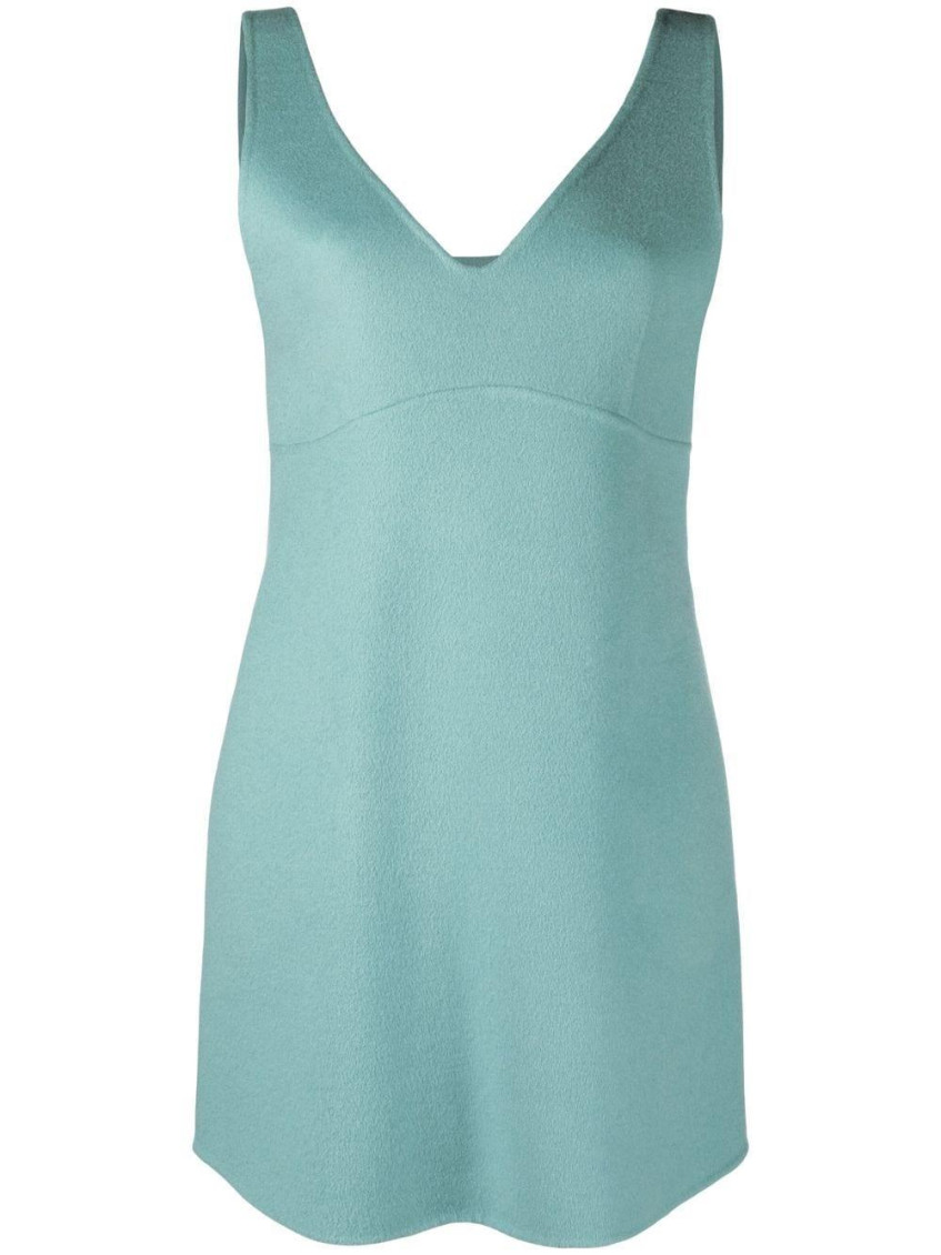 Light Blue Stud-detail Wool Mini Dress