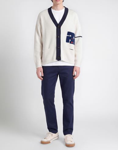 Index + Archives Man Cardigan Ivory Size M Merino Wool, Acrylic