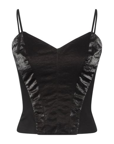 Woman Top Black Size S Rayon, Cotton, Polyamide, Elastane