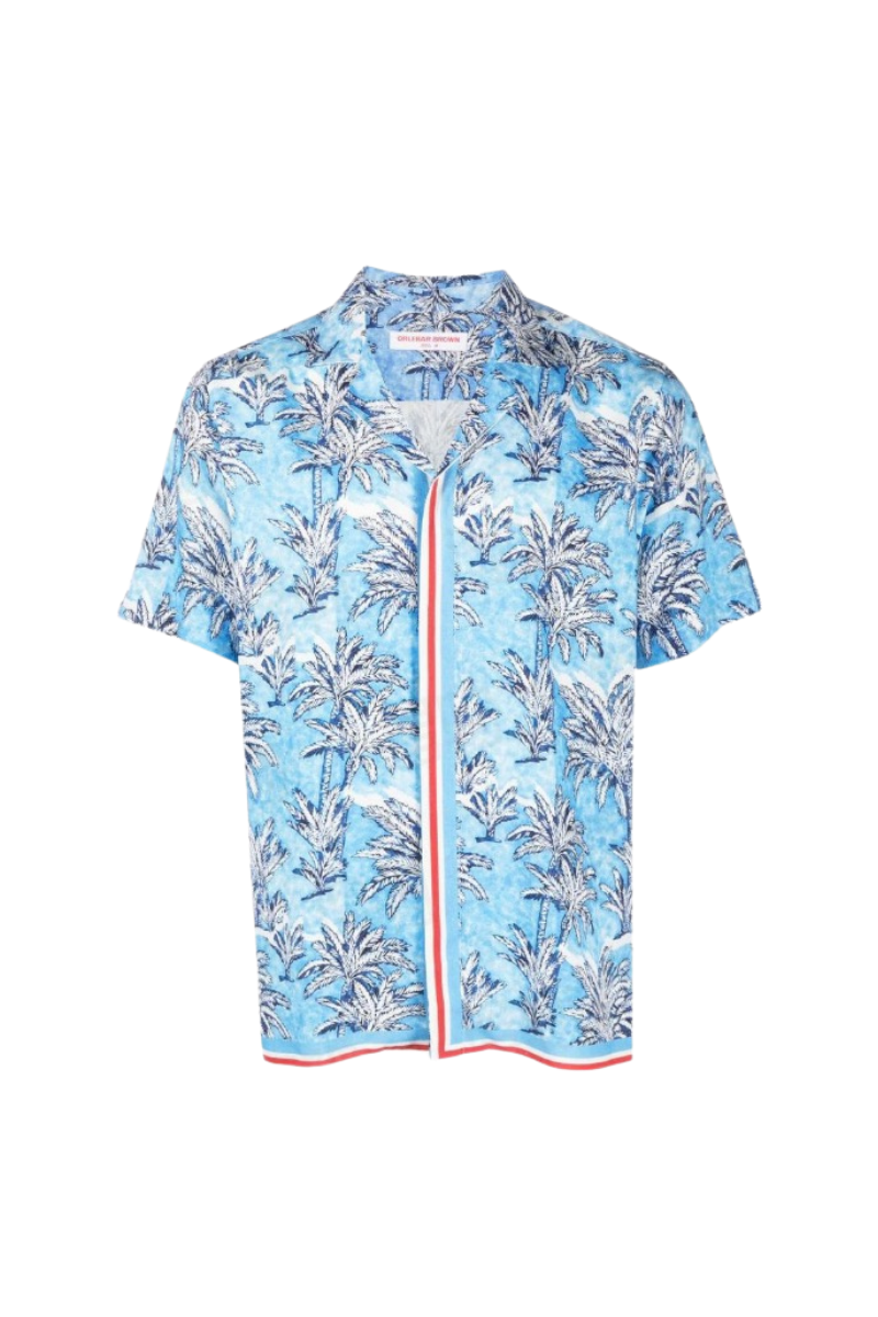 Palm-Print Shirt — Blue