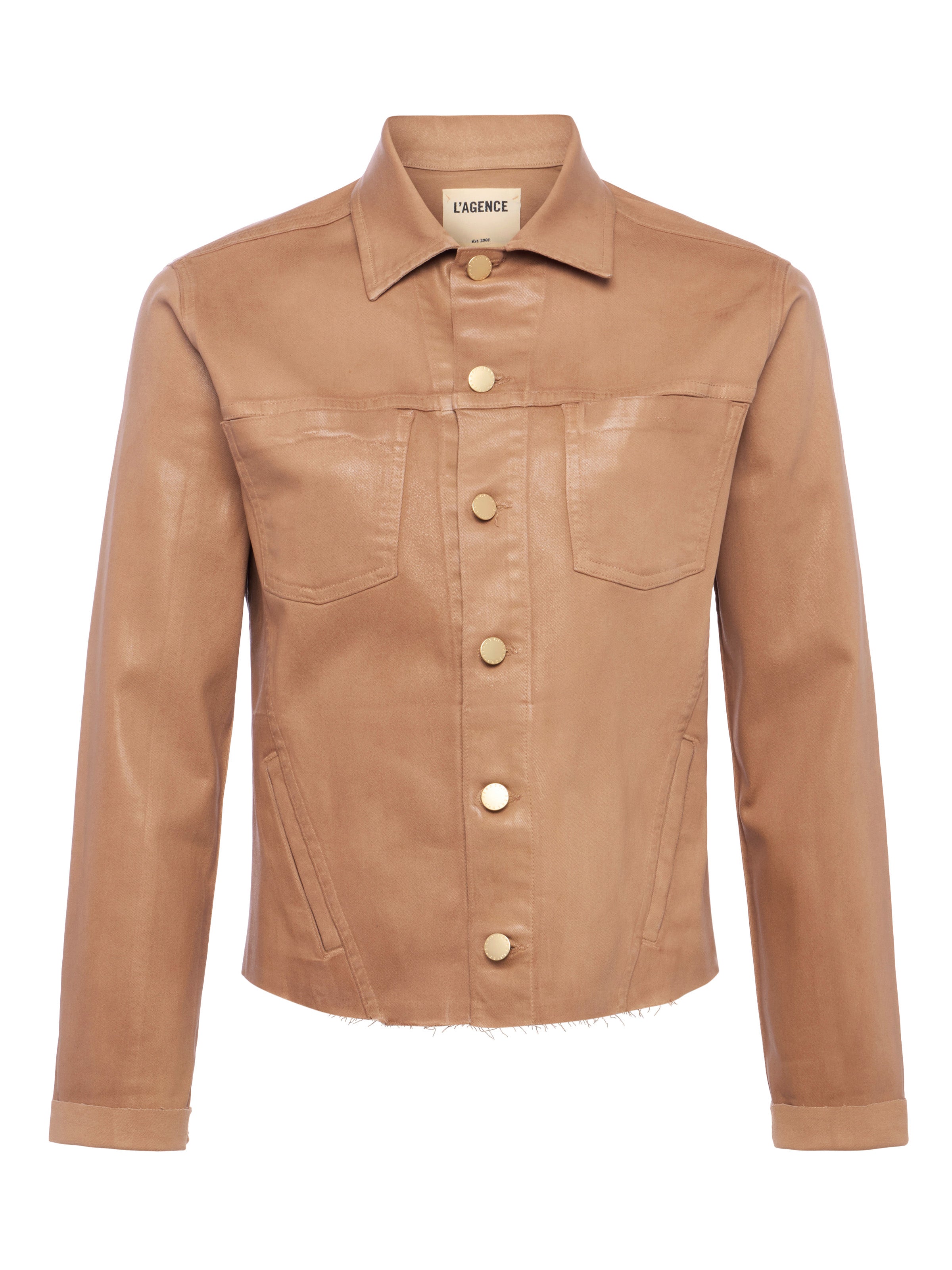 Janelle Coated Denim Jacket In Cappuccino Coated