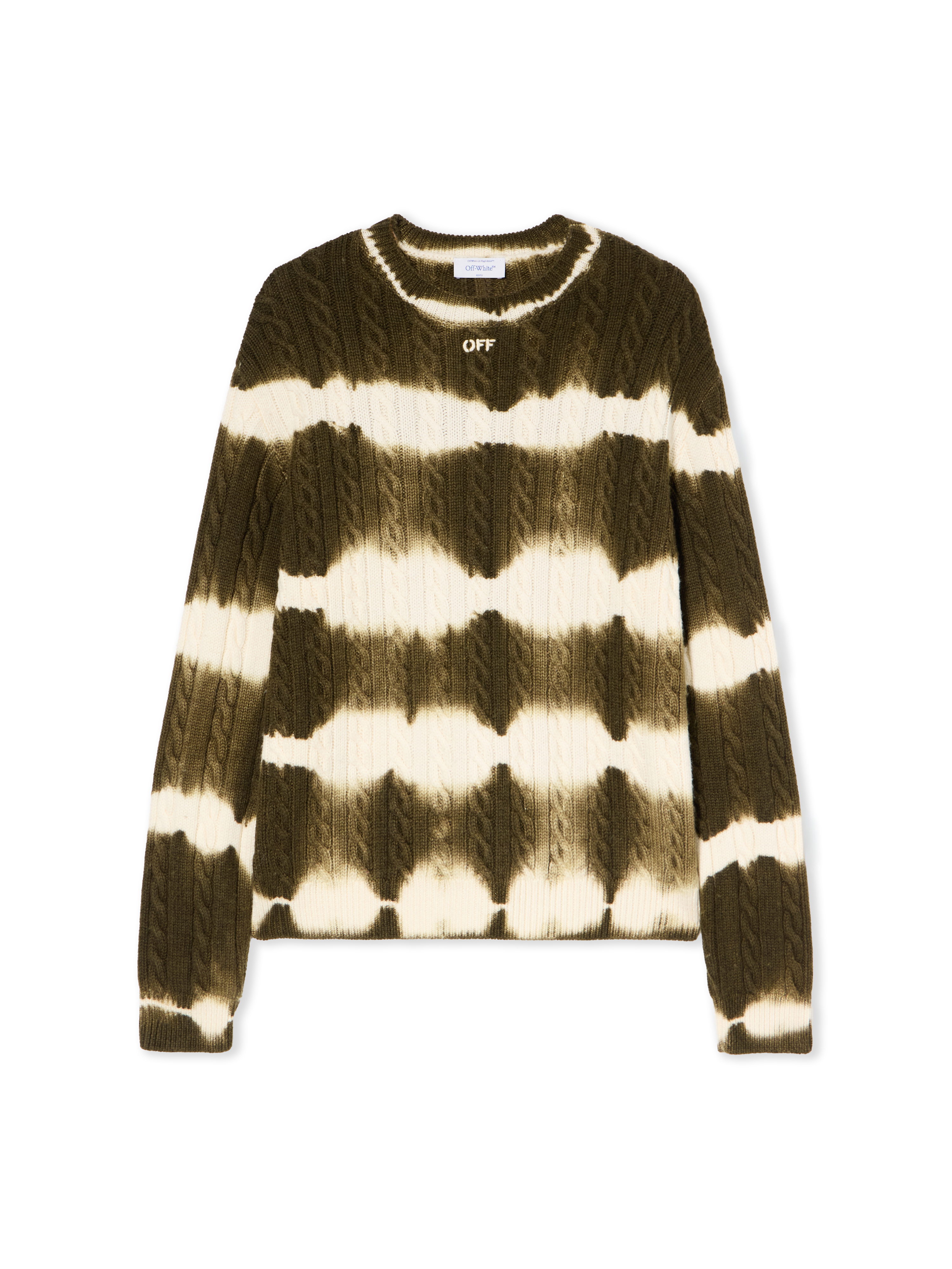 Off Stamp Cable Knit Crewneck - Male Knitwear Beech