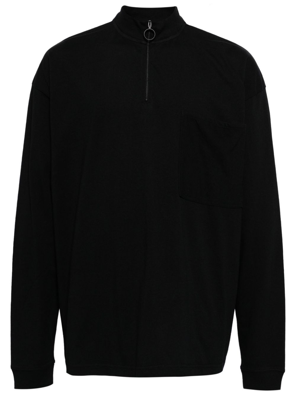 Half-zip cotton hoodie - Black
