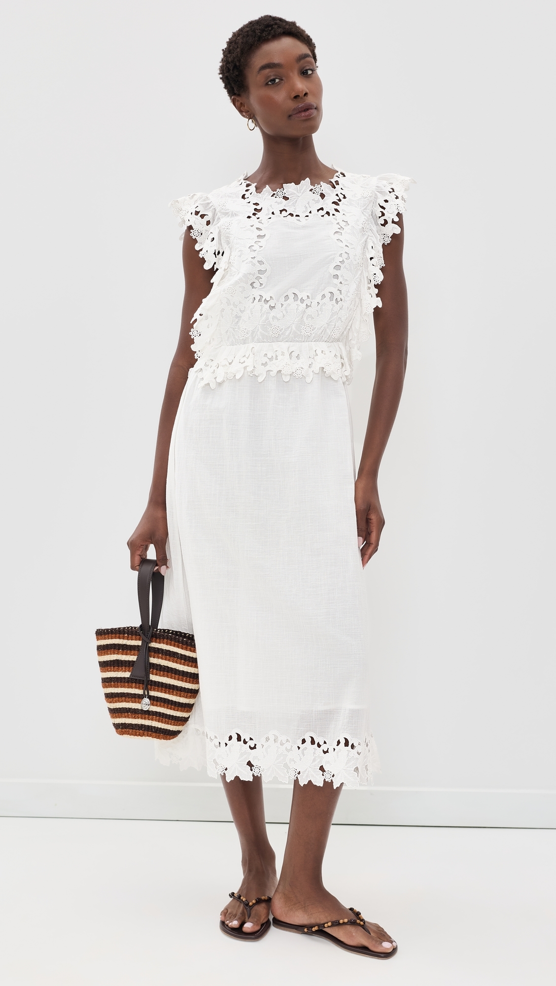 Eleannora Embellished Midi Dress White