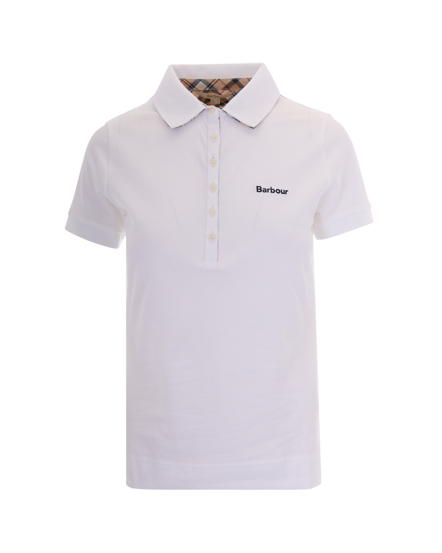 White Logo Shirt Collar Polo