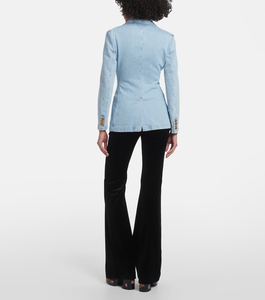 Embroidered denim blazer