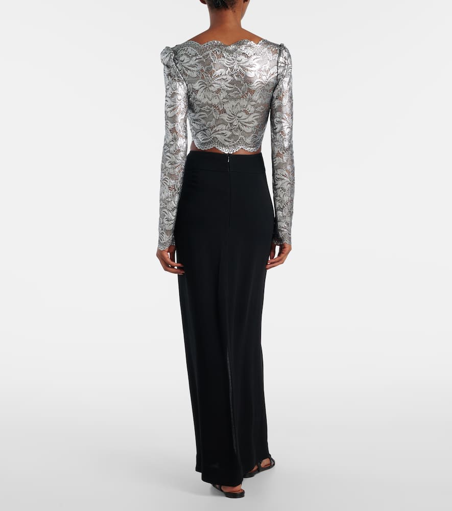 Floral cropped lace top