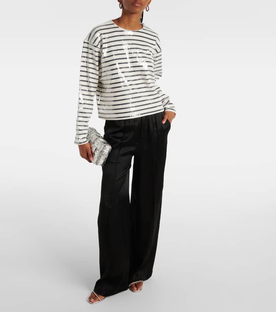 Sequined striped cotton top coat