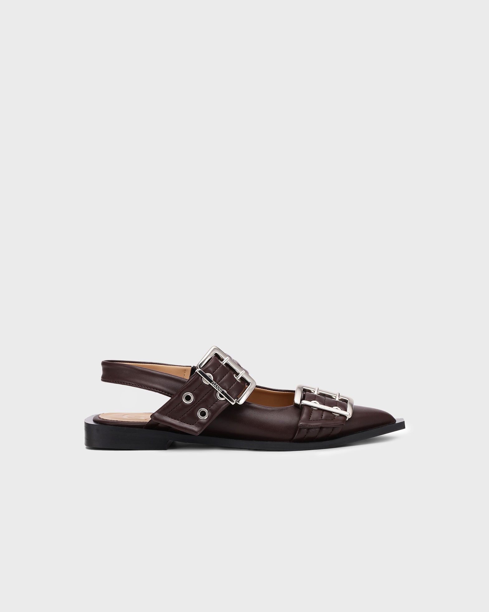 Ganni Ballerina Feminine Buckle Chocolate EUR