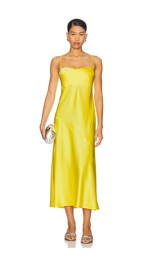 Susana Monaco Satin Bias Cut Slip Dress in Lemon.  S. Also in