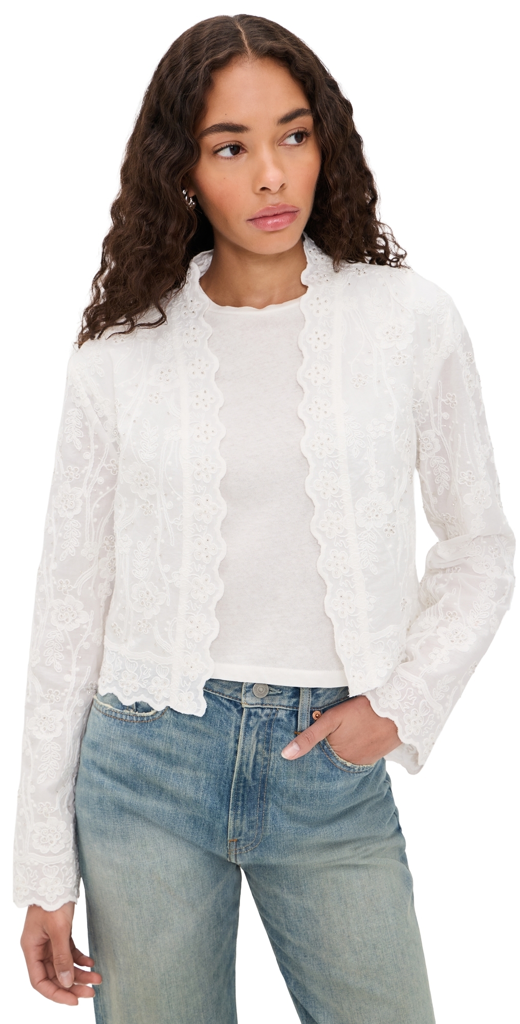 Embroidered Jacket White