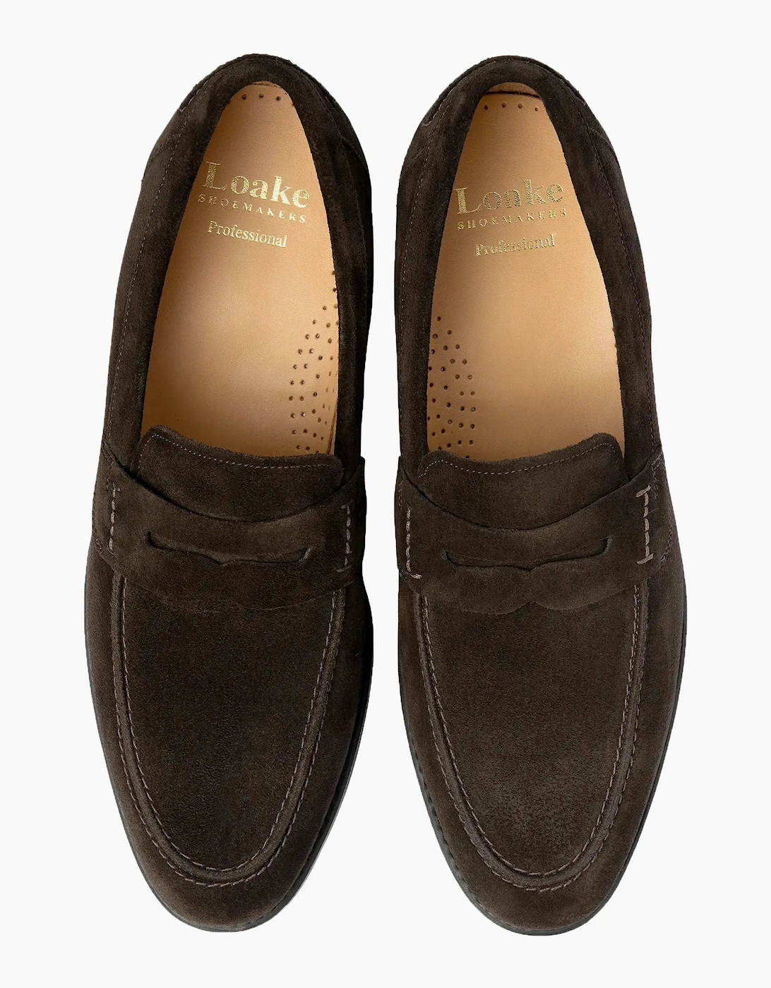 Men's LOAKE 356 APRON SADDLE LOAFER DARK BROWN SUEDE