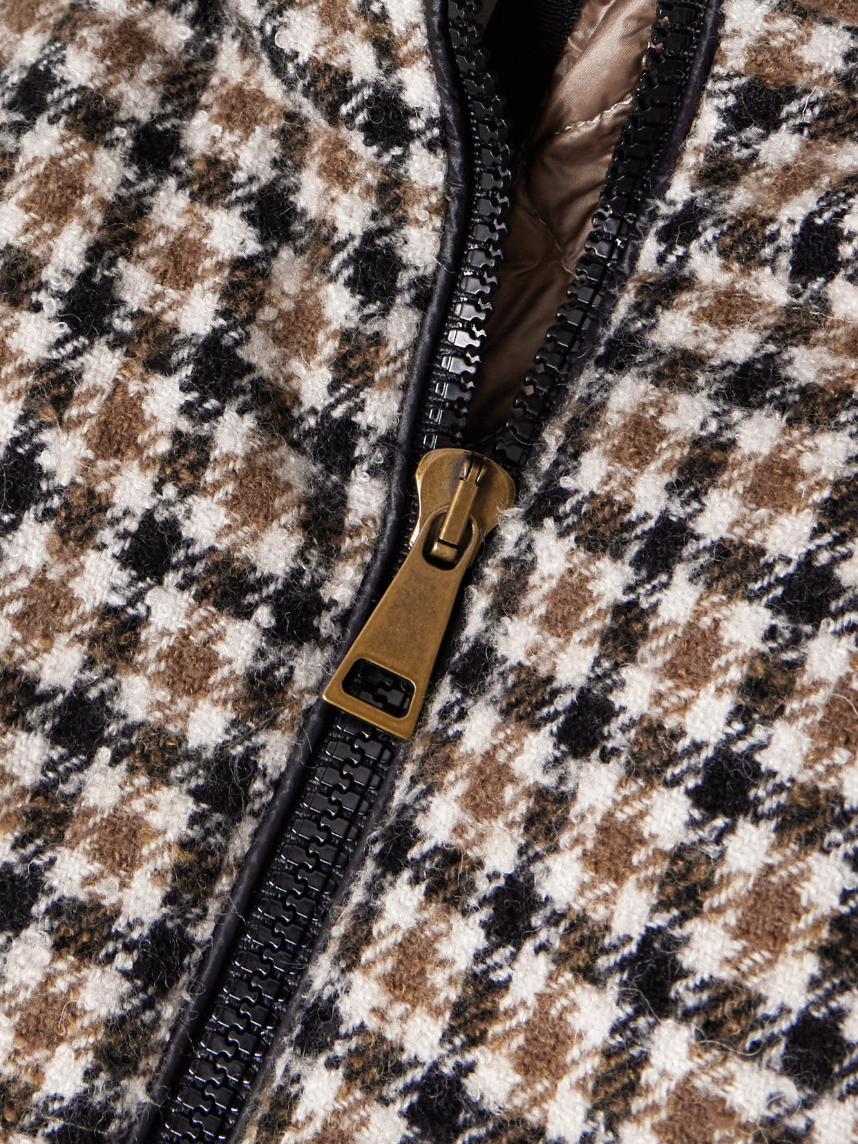 Touvet Appliquéd Layered Quilted Checked Wool-blend Tweed Down Vest - Brown
