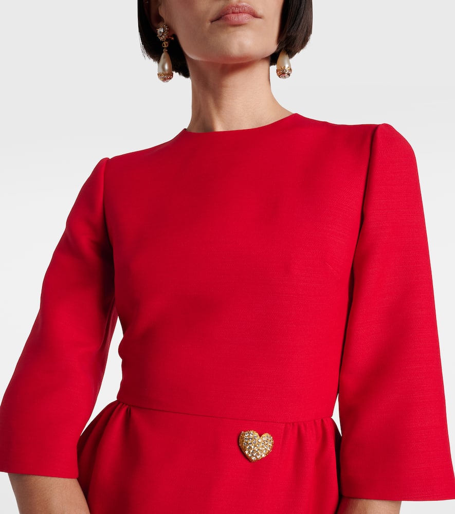 Crepe Couture embellished ruffled midi dress