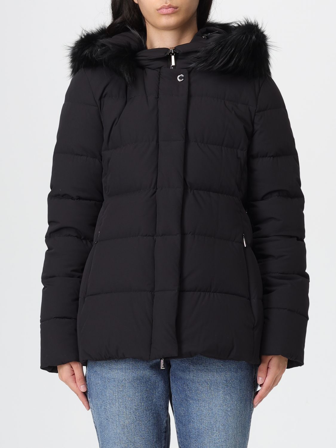 Kilie-Fur-Kn hooded puffer jacket - Black