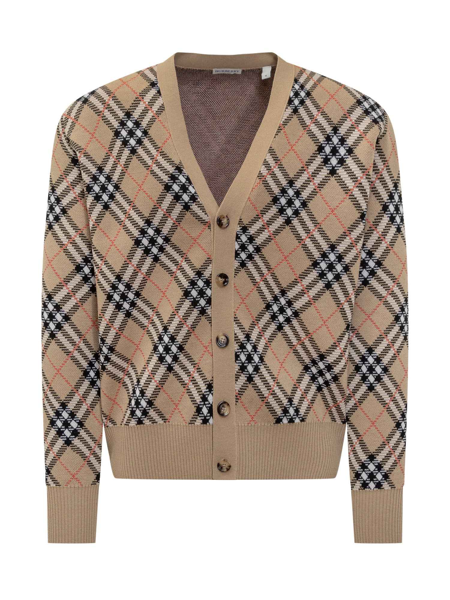 Sand Check Knit Cardigan