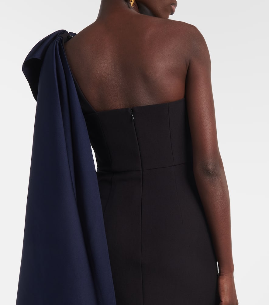 Bow-detail draped taffeta gown