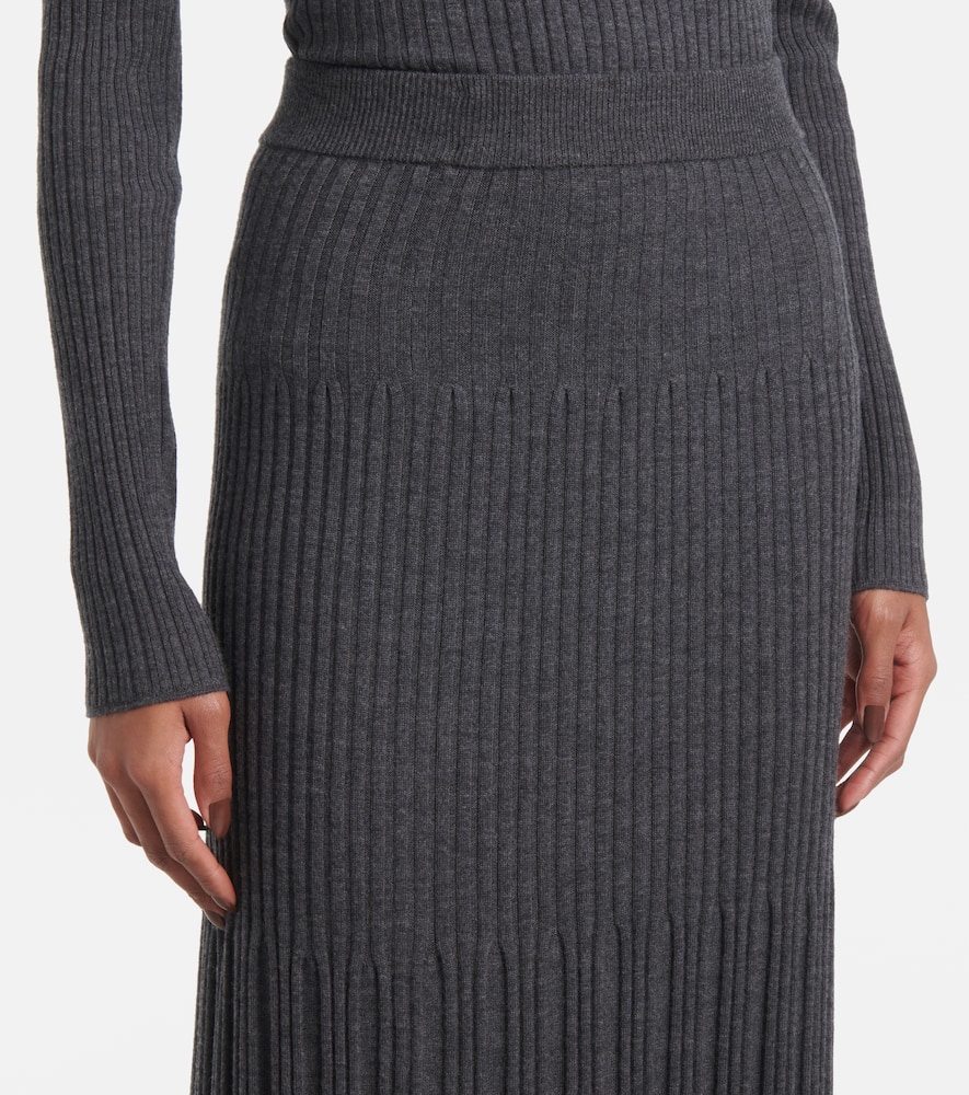 Merino ribbed-knit wool maxi skirt