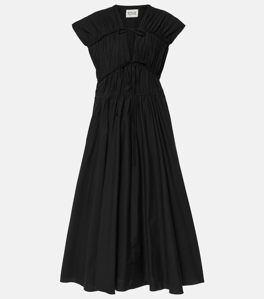 Ceres gathered cotton midi dress