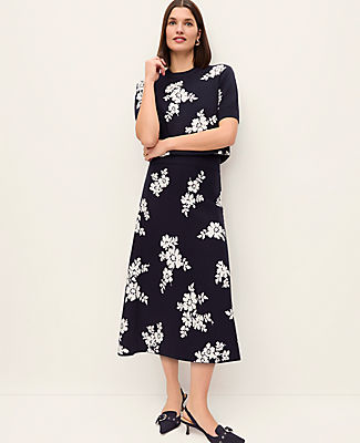 Ann Taylor Floral Jacquard Midi Skirt
