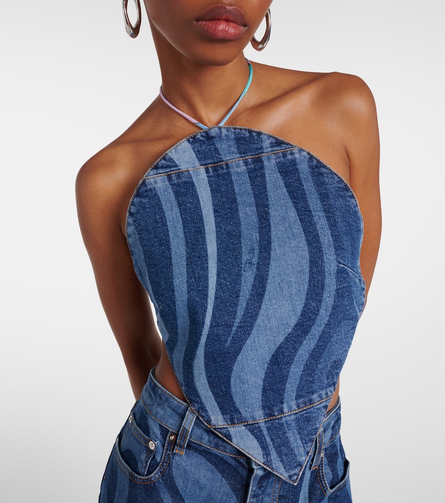 Printed halterneck cotton top