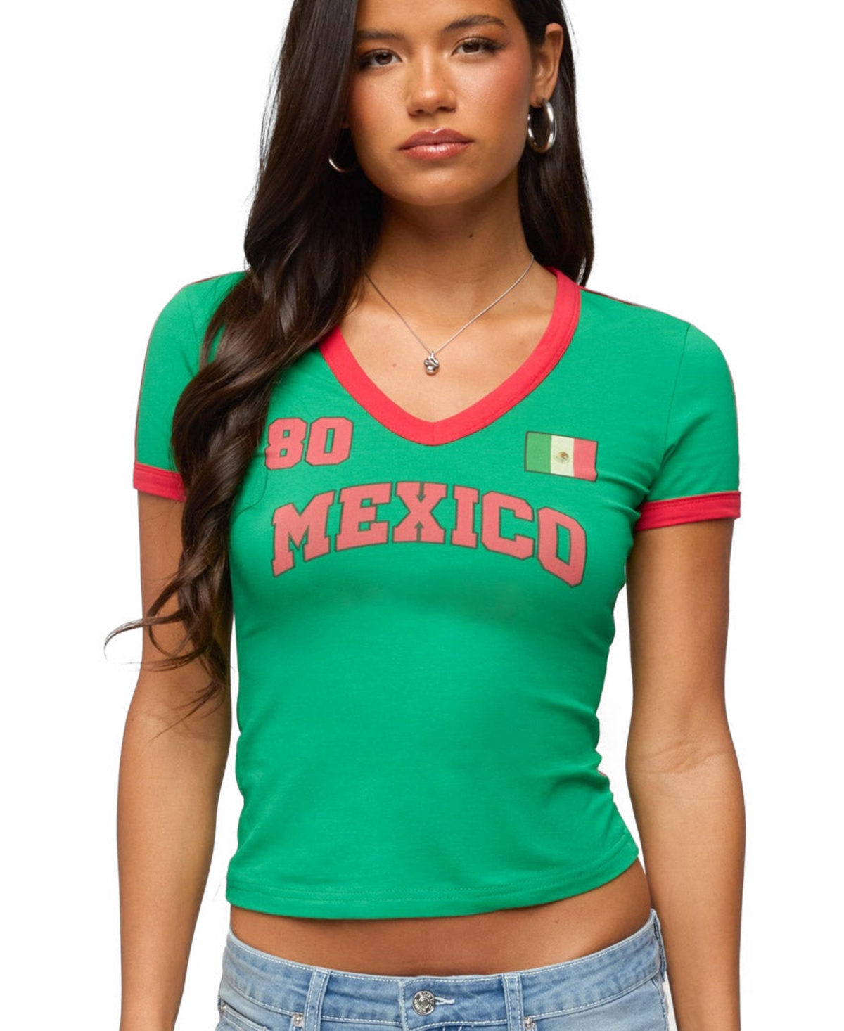 Women's Mexico 08 V Neck T Shirt - Green