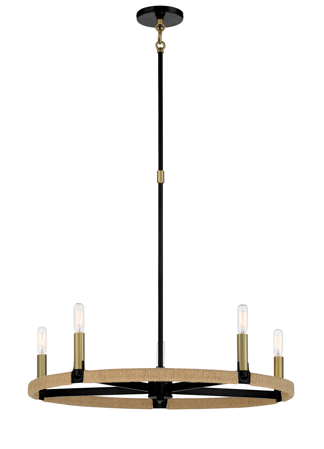 Coal And Soft Brass Chandelier from the Windward Passage Collection