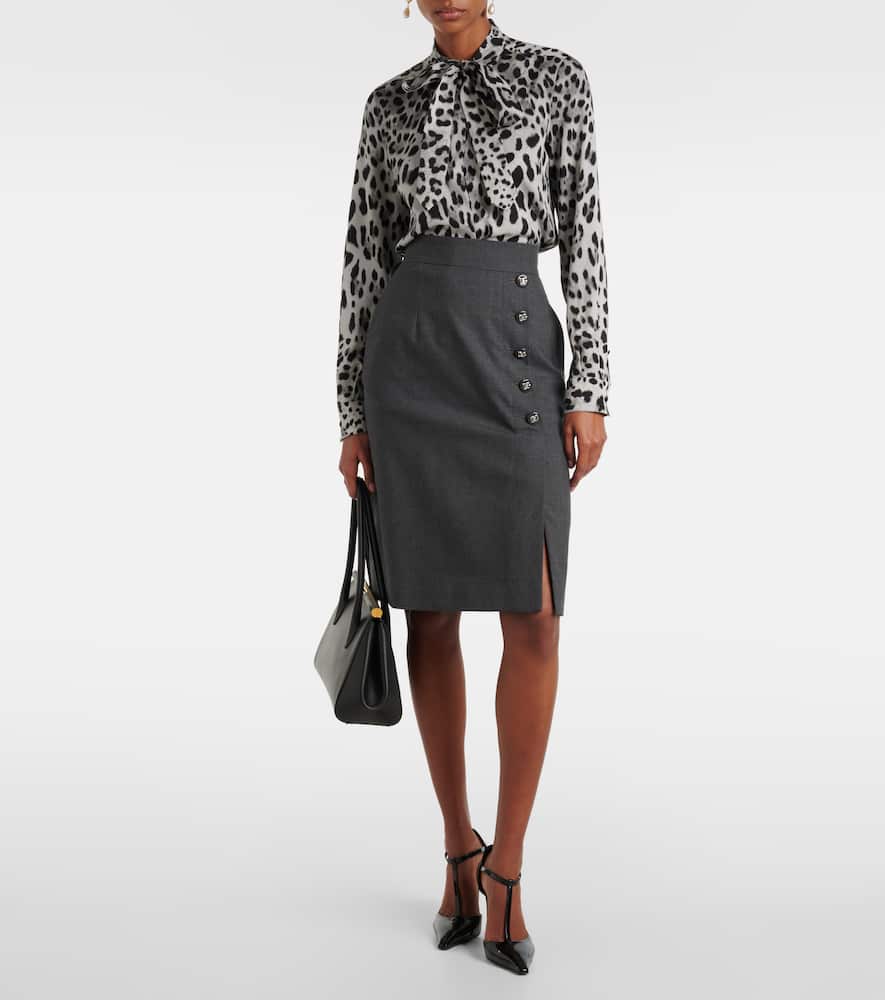 Virgin wool midi skirt