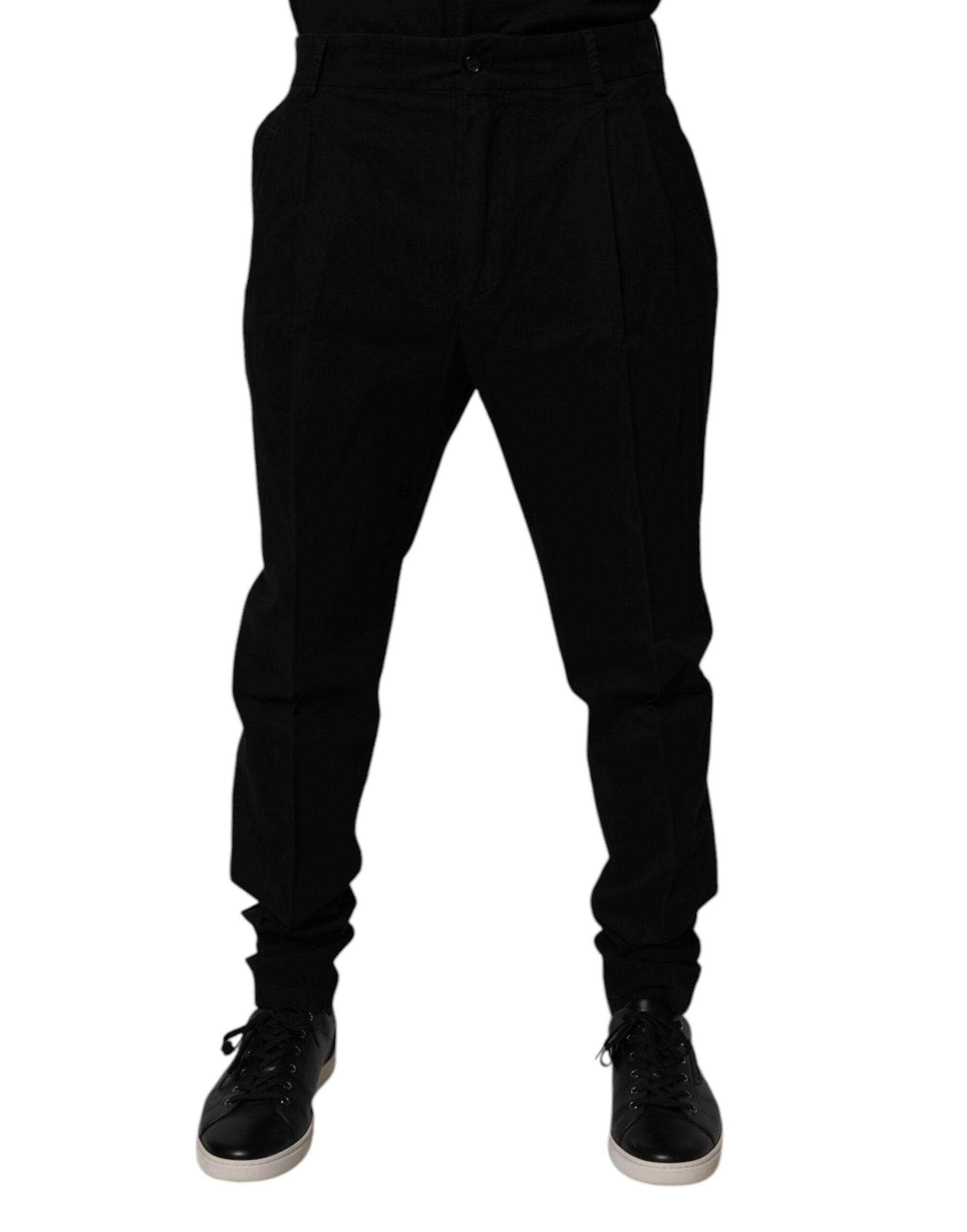 Cotton Stretch Skinny Trousers — Black