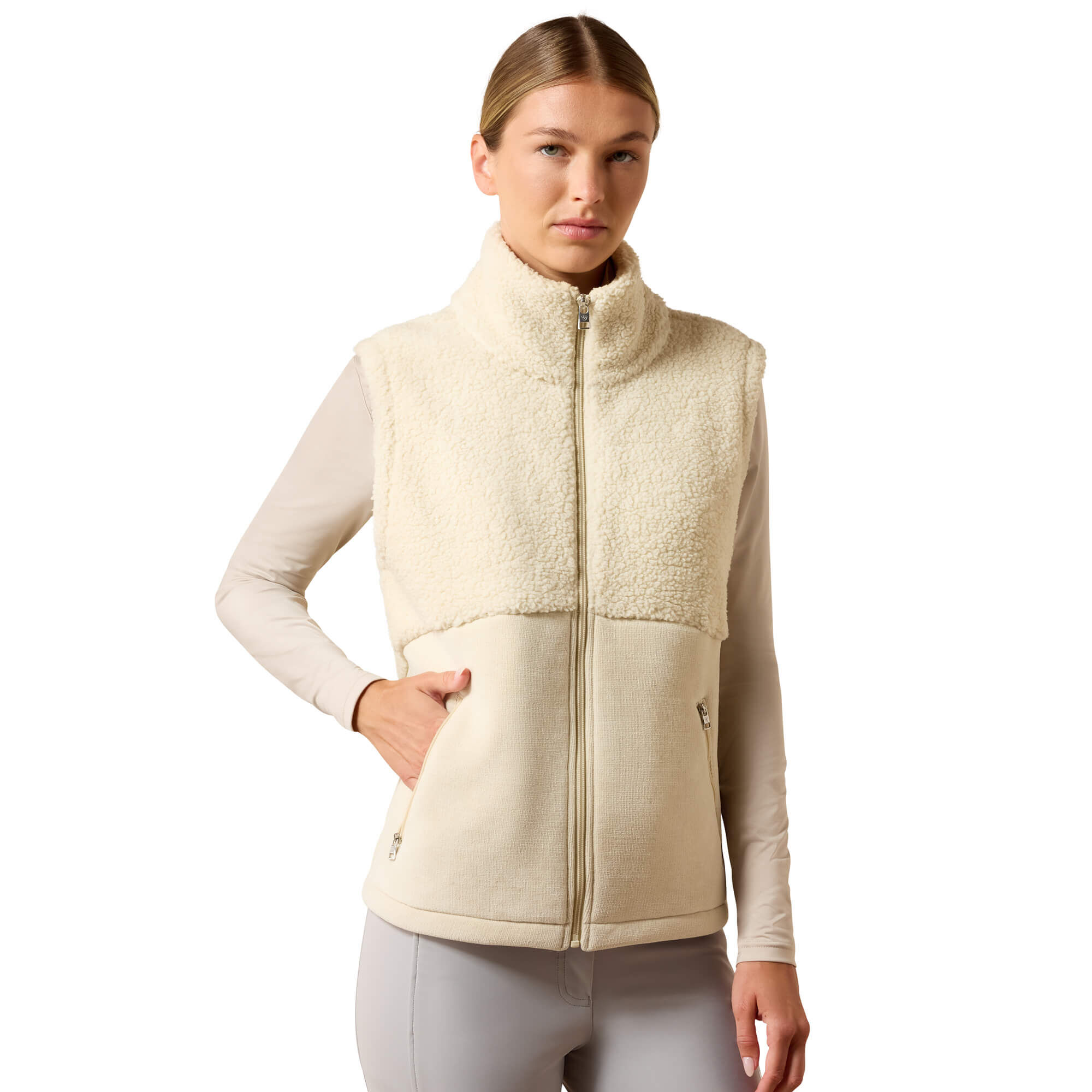 Women's Laviolette Full Zip Gilet Long Sleeve in Almond Milk, Size Small, by