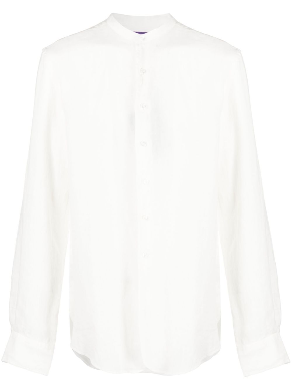 Band-collar linen shirt - Neutrals