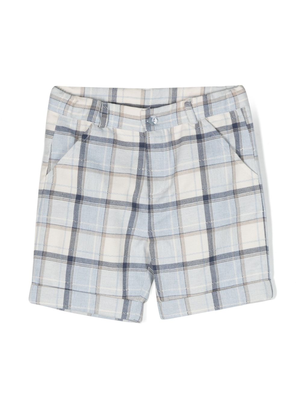 Check-pattern cotton shorts - Blue
