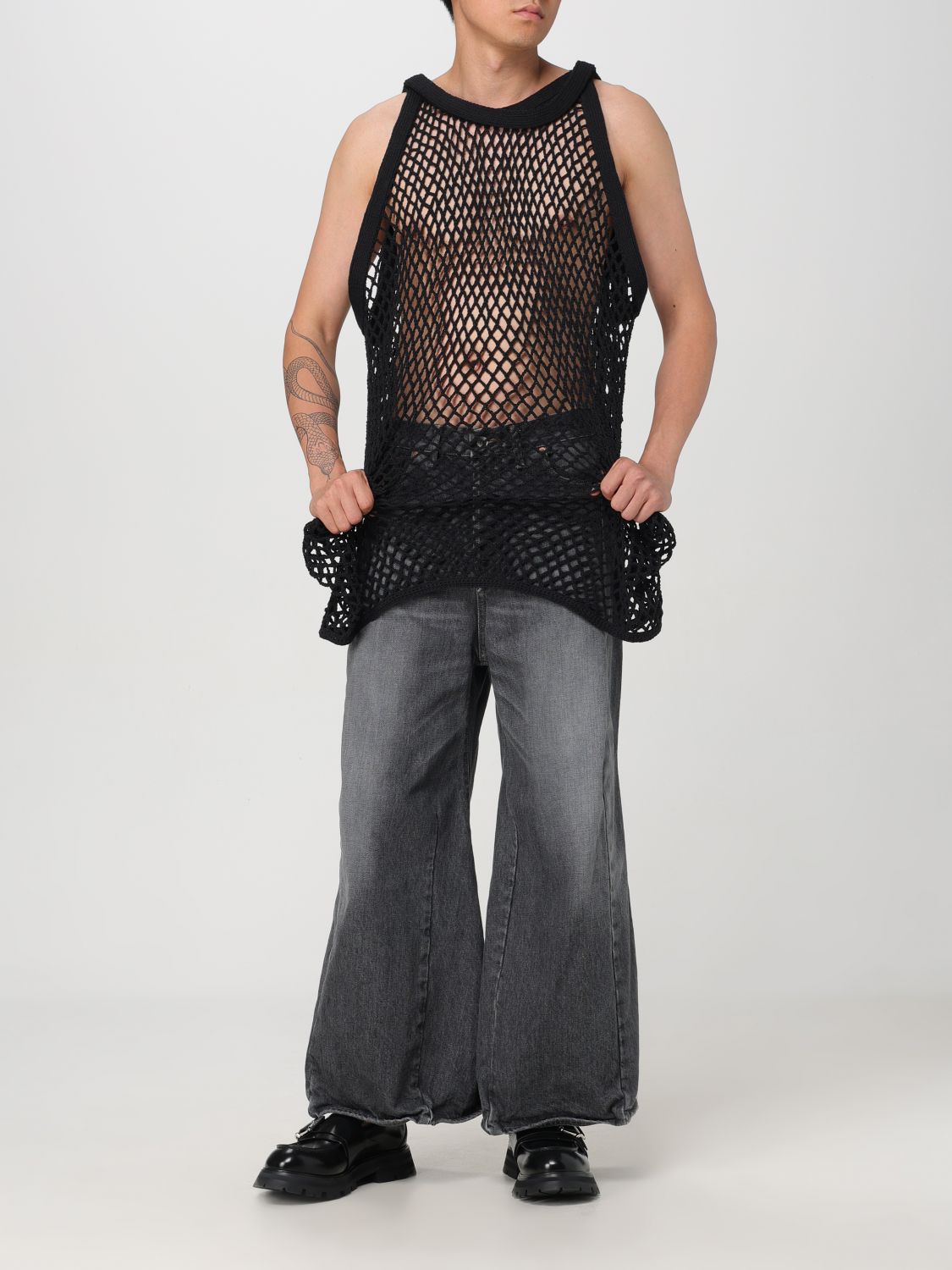 Halterneck mesh top - Black