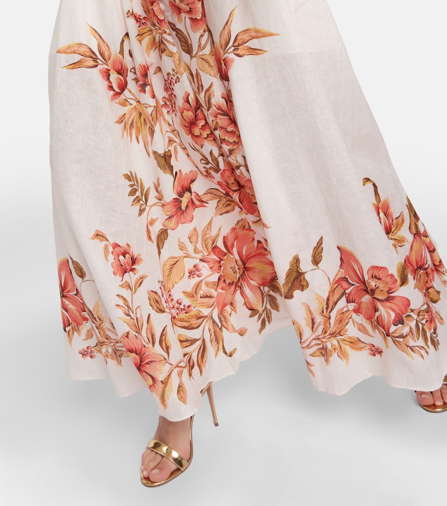 Zimmermann Vacay Billow belted floral linen maxi dress
