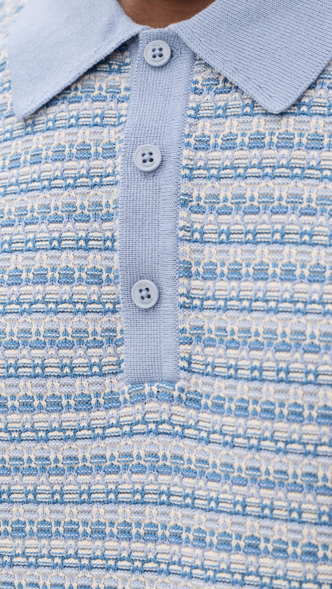 Mini Geo Naples Knit Polo Light Blue