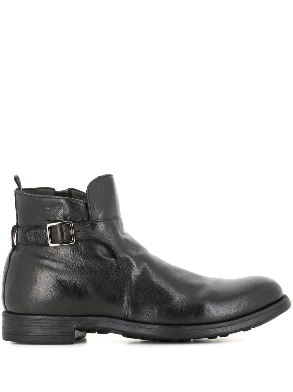 Buckle leather boots - Black