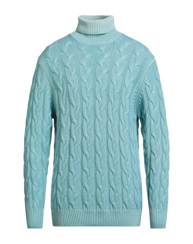 Man Turtleneck Sky blue Size 44 Merino Wool, Silk, Cashmere