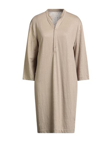 Woman Midi dress Khaki Size 1 Linen, Elastane